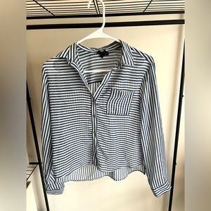Topshop Blue and White Striped Blouse